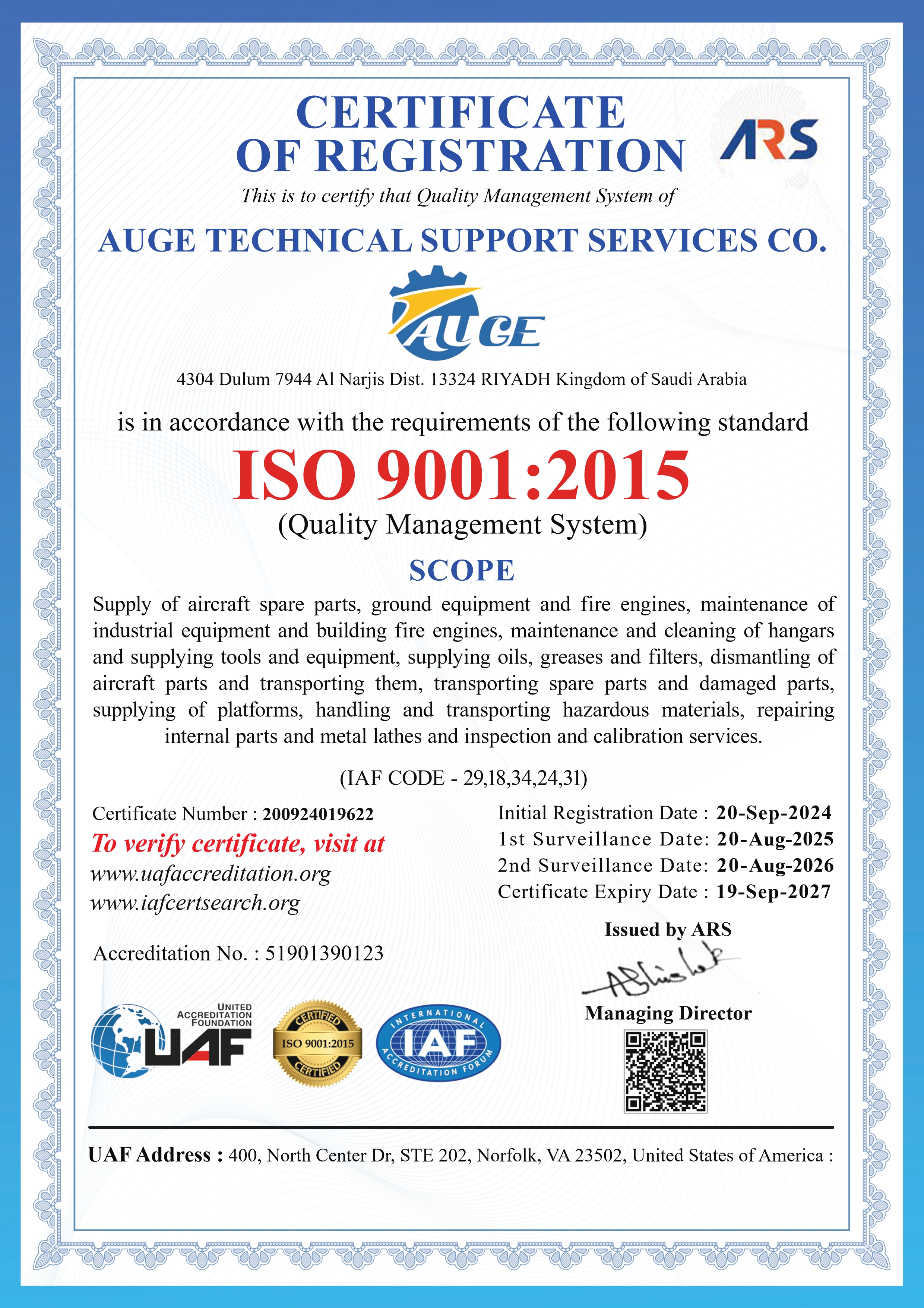 ISO 9001:2015 Certificate